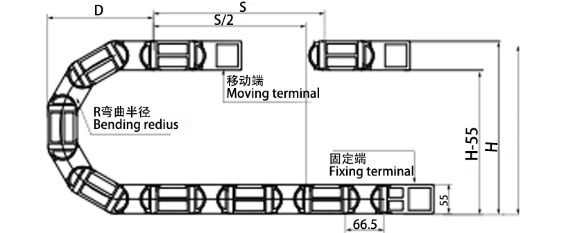 35系列強力型拖鏈參數(shù)圖